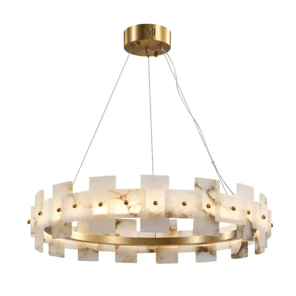 Alabaster Rectangle Annular Chandelier