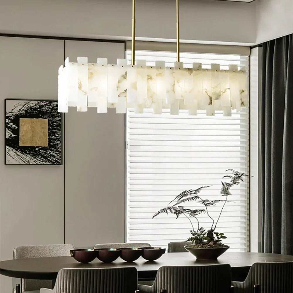 Alabaster Rectangular Linear Chandelier
