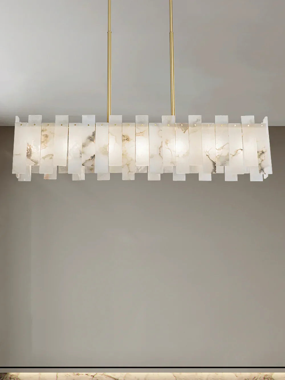 Alabaster Rectangular Linear Chandelier