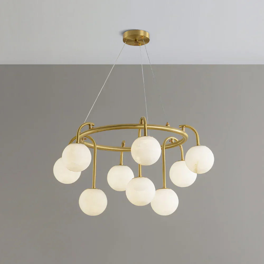 Alabaster Sphere Ring Chandelier