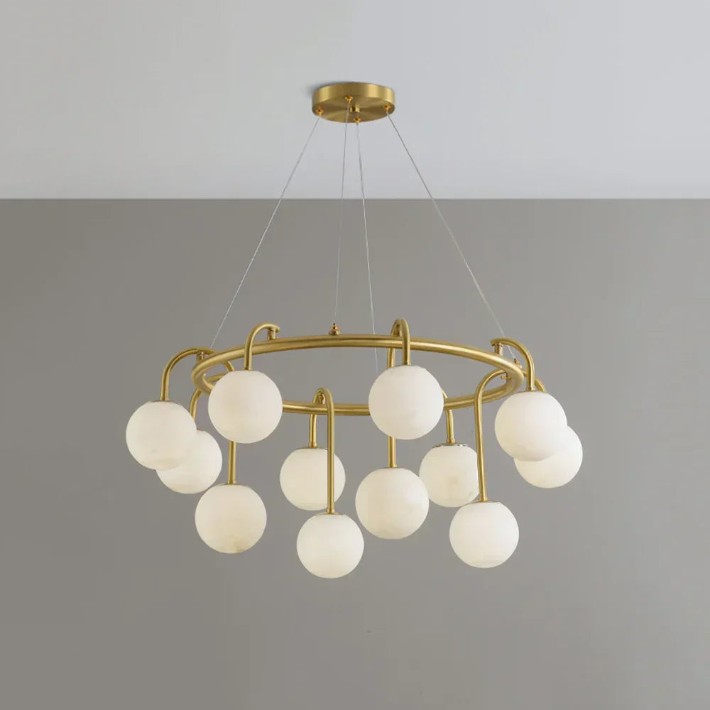 Alabaster Sphere Ring Chandelier