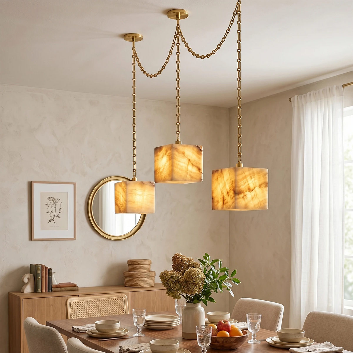 Alabaster Square Chain Chandelier