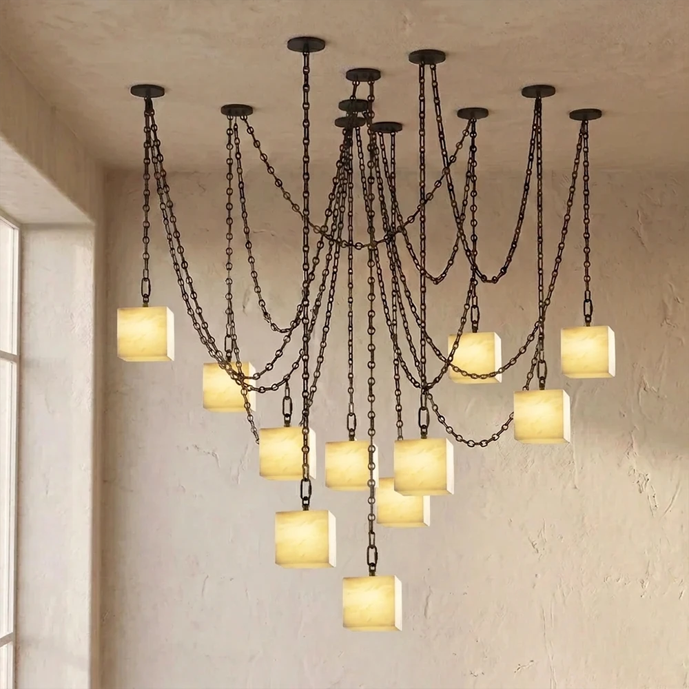 Alabaster Square Chain Chandelier