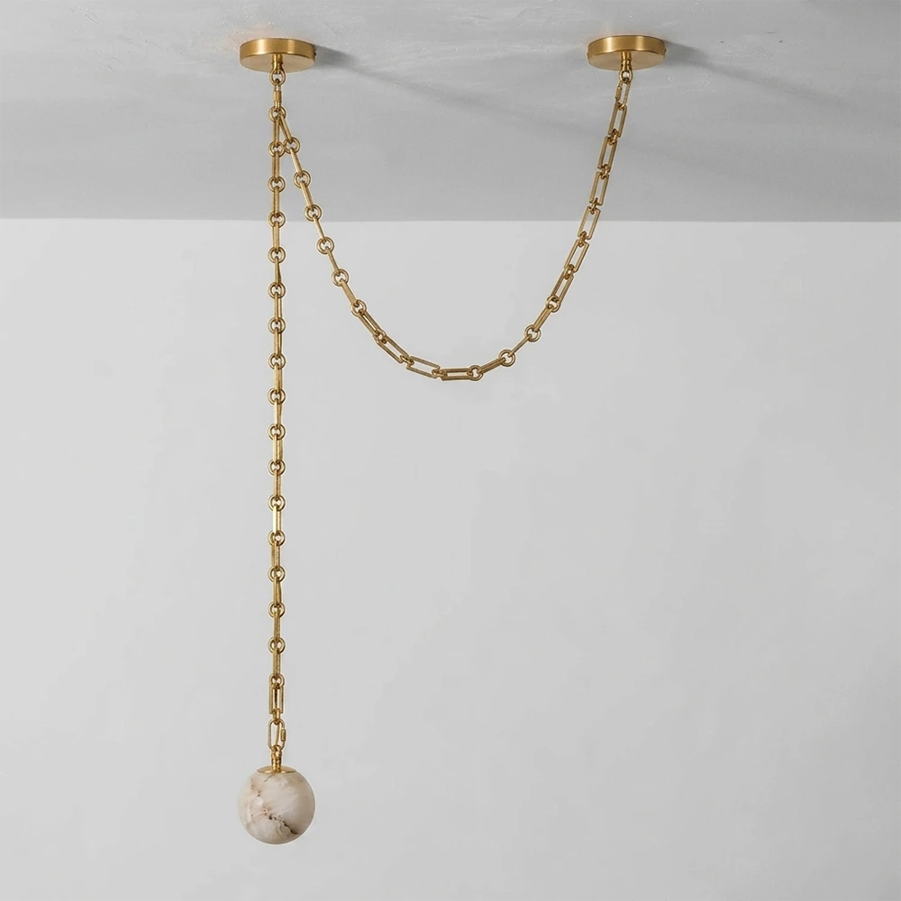 Alabaster Spherical Chain Chandelier