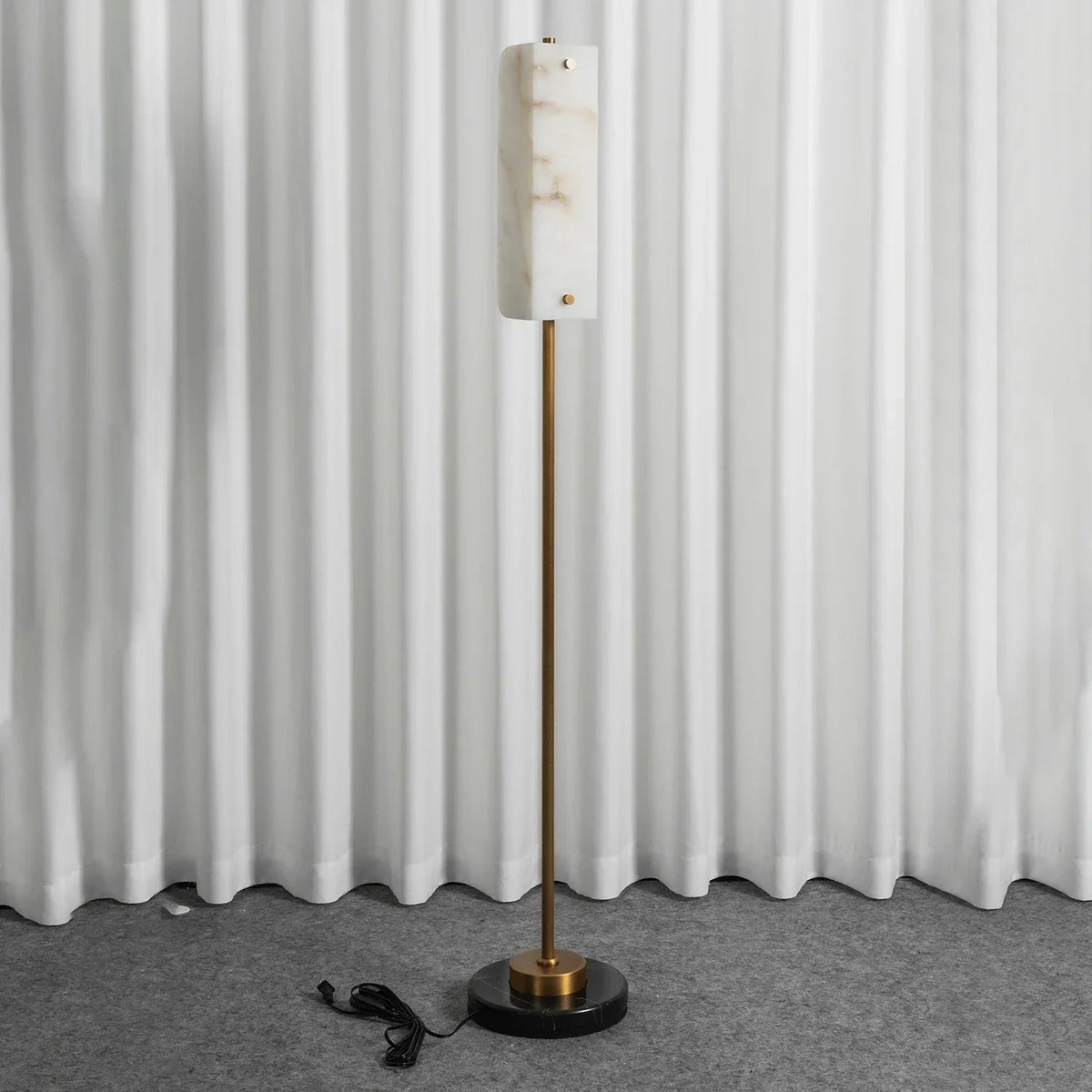 Alabaster Years Brass Floor Lamp