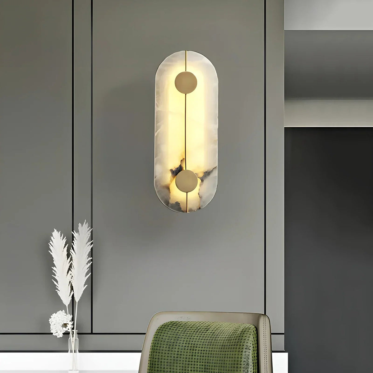 Artistic Brass Alabaster Wall Lamp