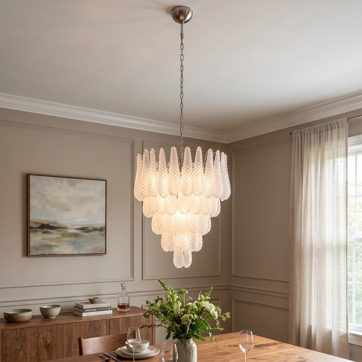 Amaris Tiered Teardrop Glass Chandelier
