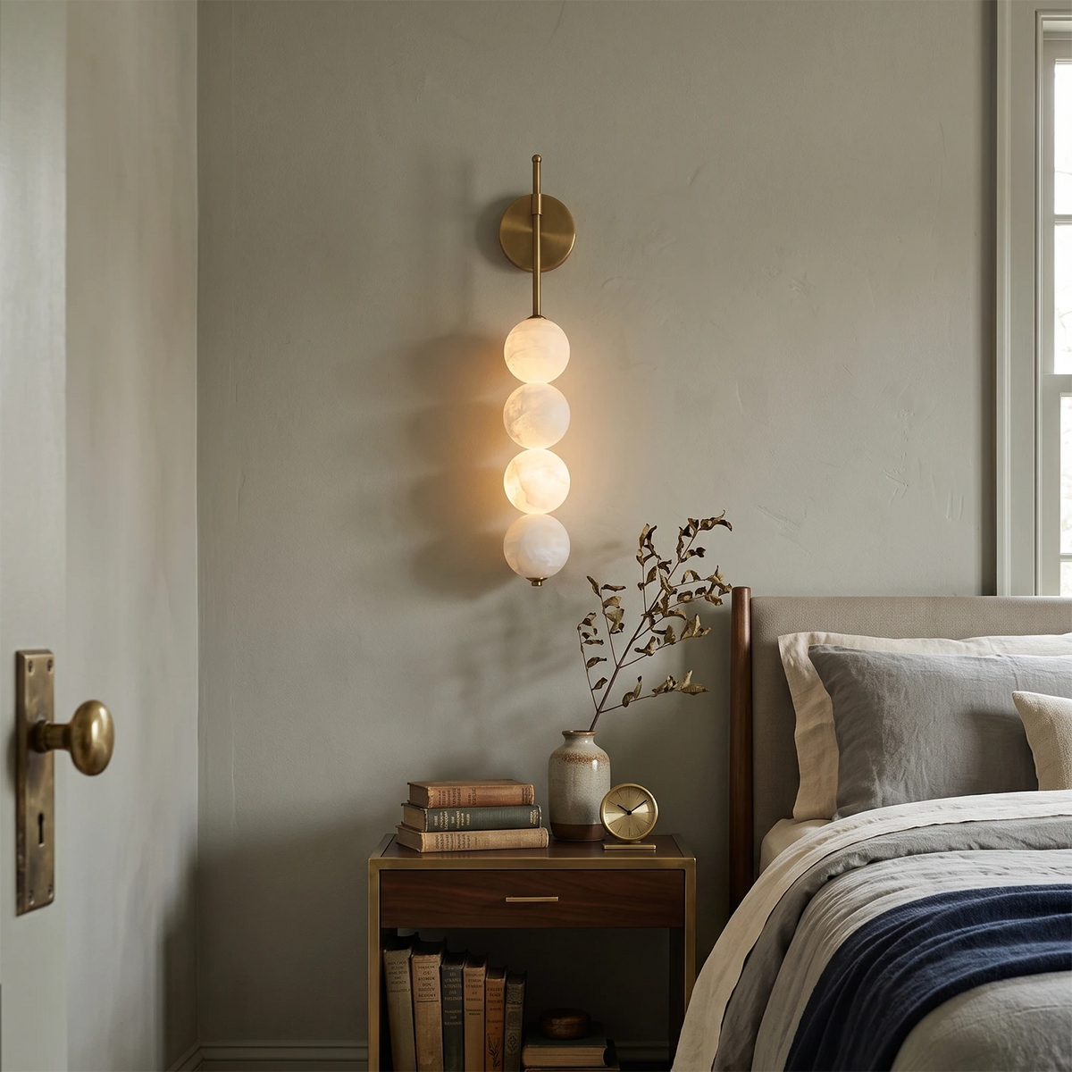 Beaded Aurelle Alabaster Orb Wall Sconce