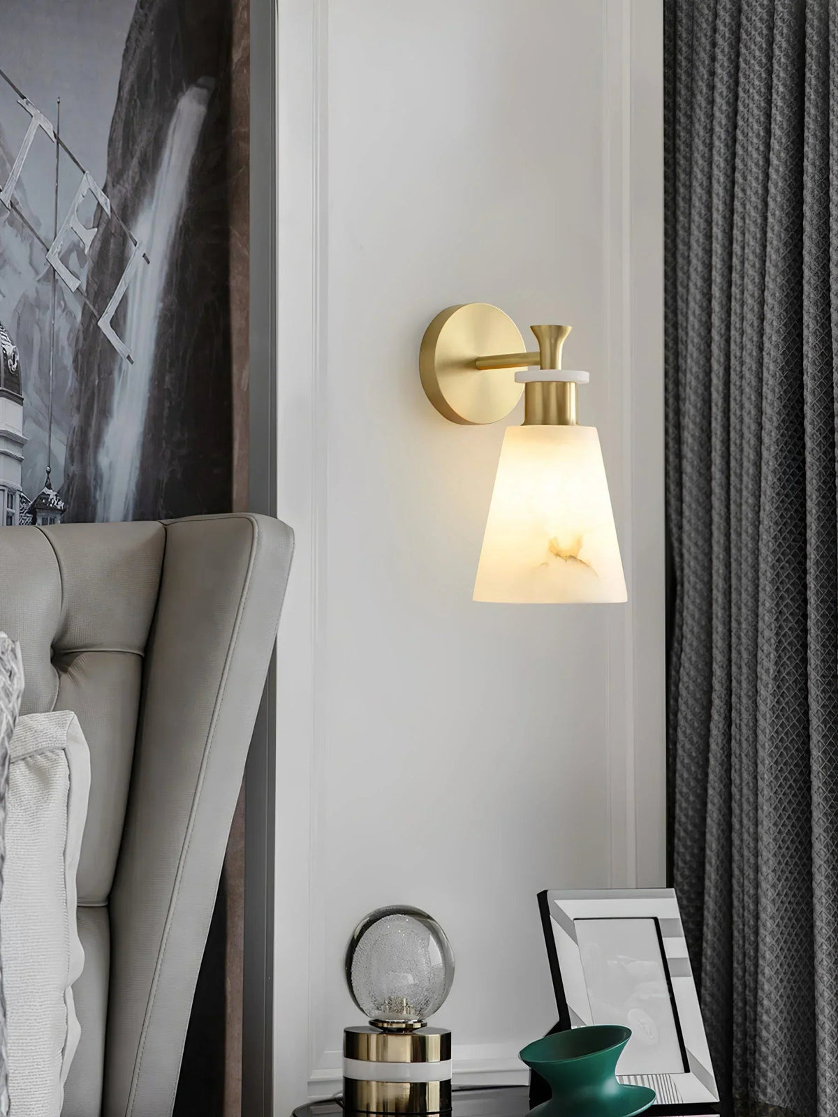 Conical Tapered Alabaster Wall Sconce