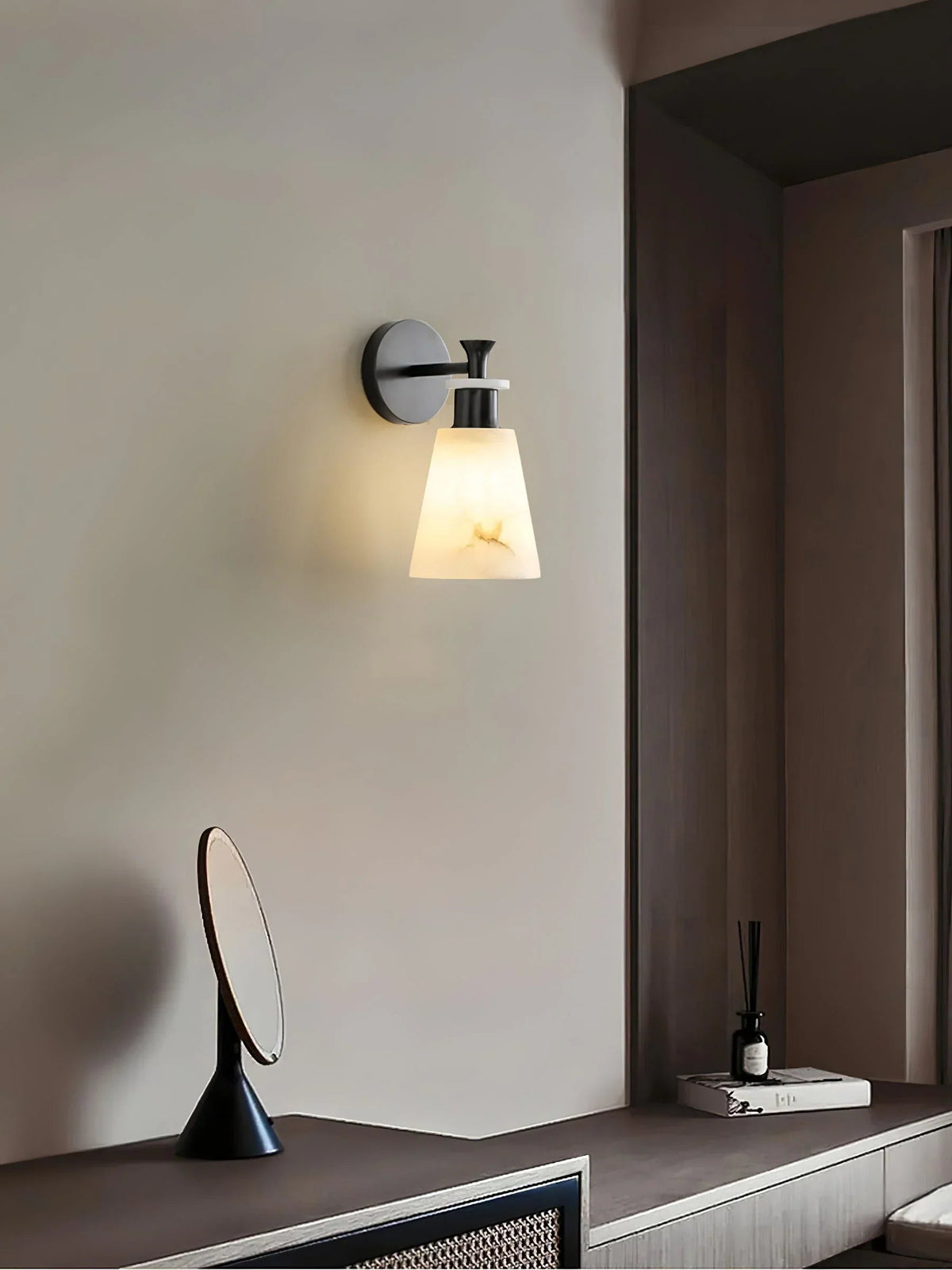 Conical Tapered Alabaster Wall Sconce