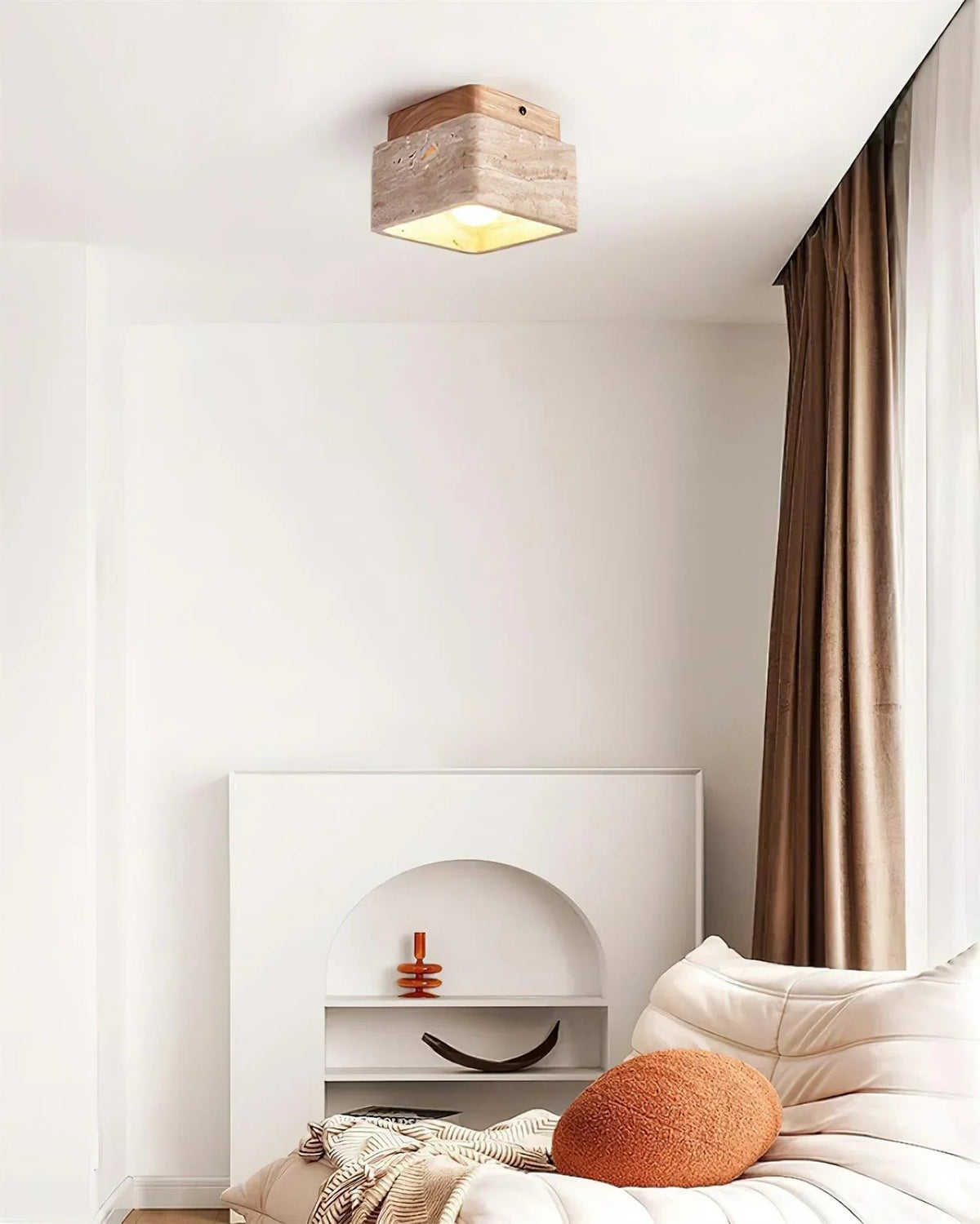 Cube Terra Block Travertine Ceiling Light
