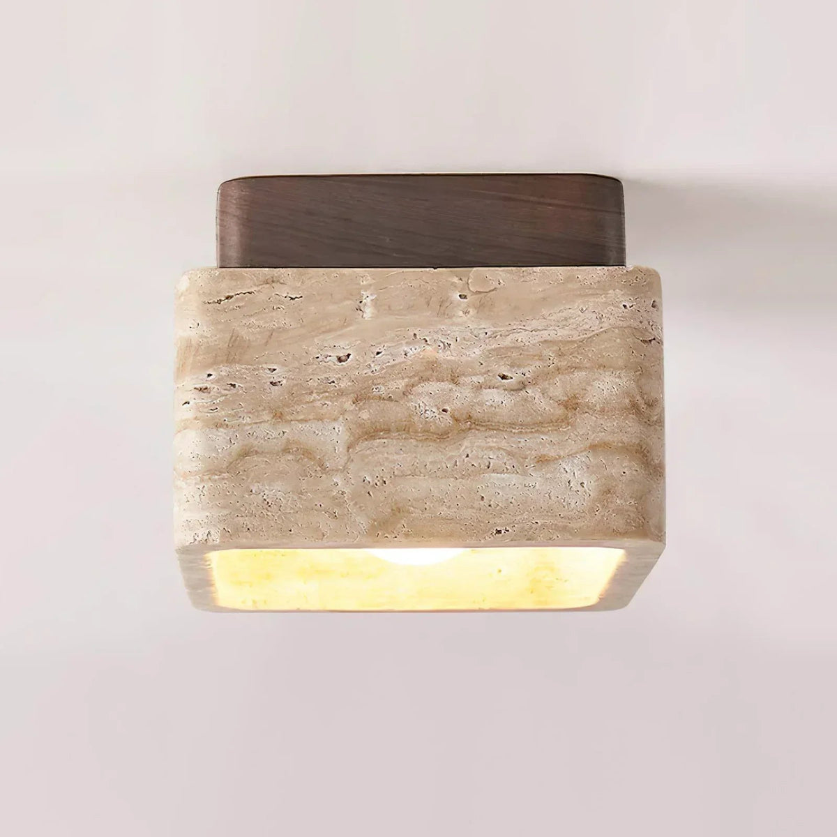 Cube Terra Block Travertine Ceiling Light