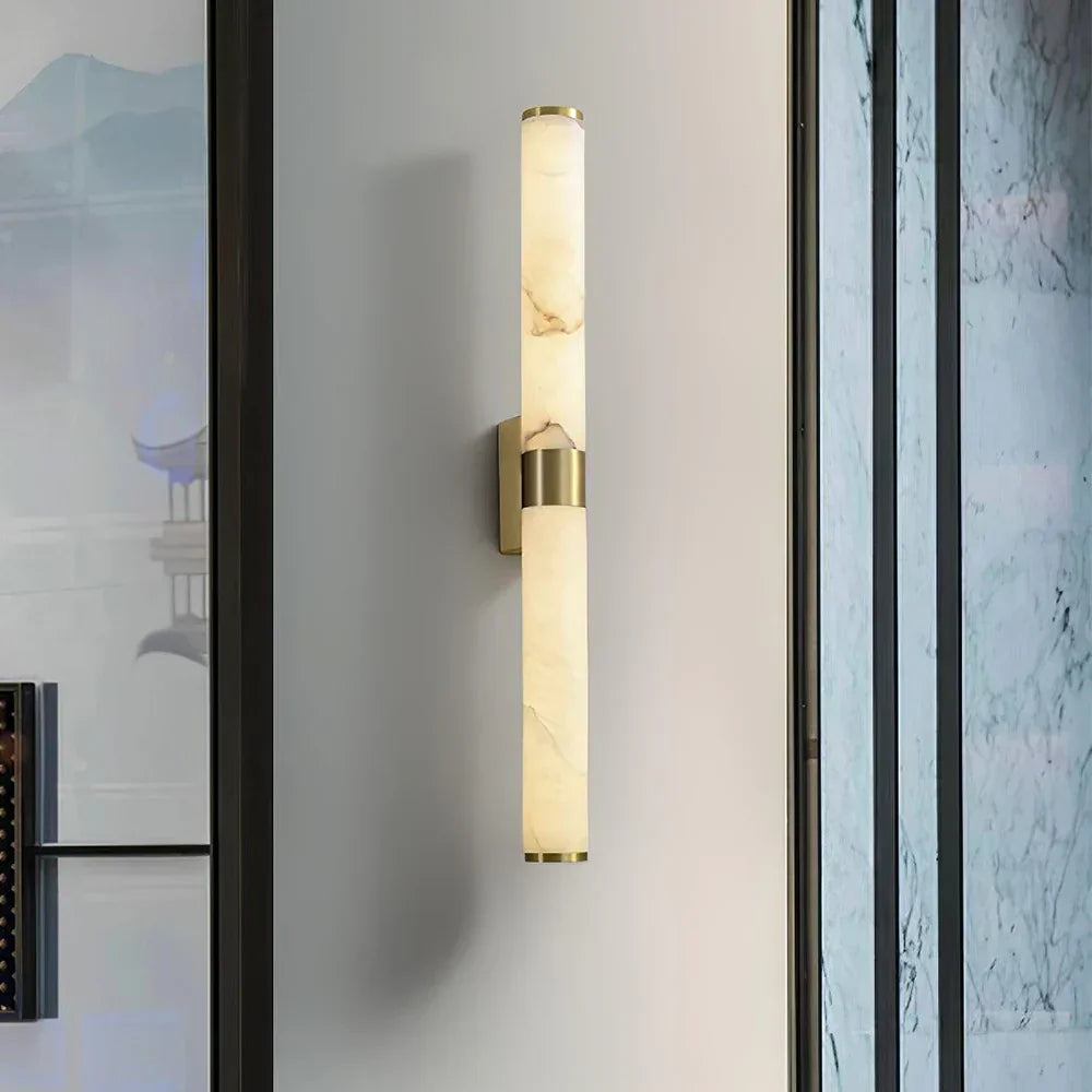 Cylindrical Alabaster Line Wall Light