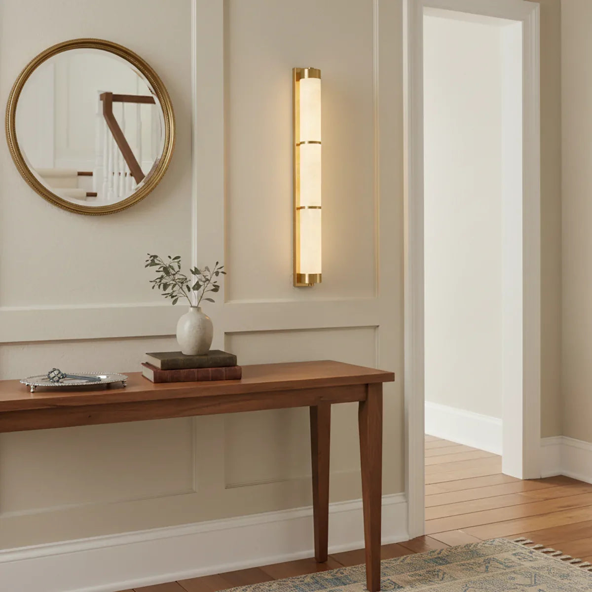 Cylindra Alabaster Brass Wall Light