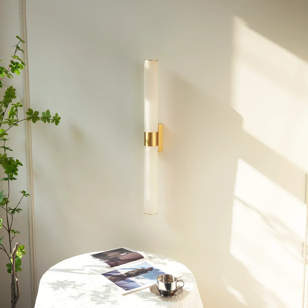 Cylindrical Alabaster Line Wall Light