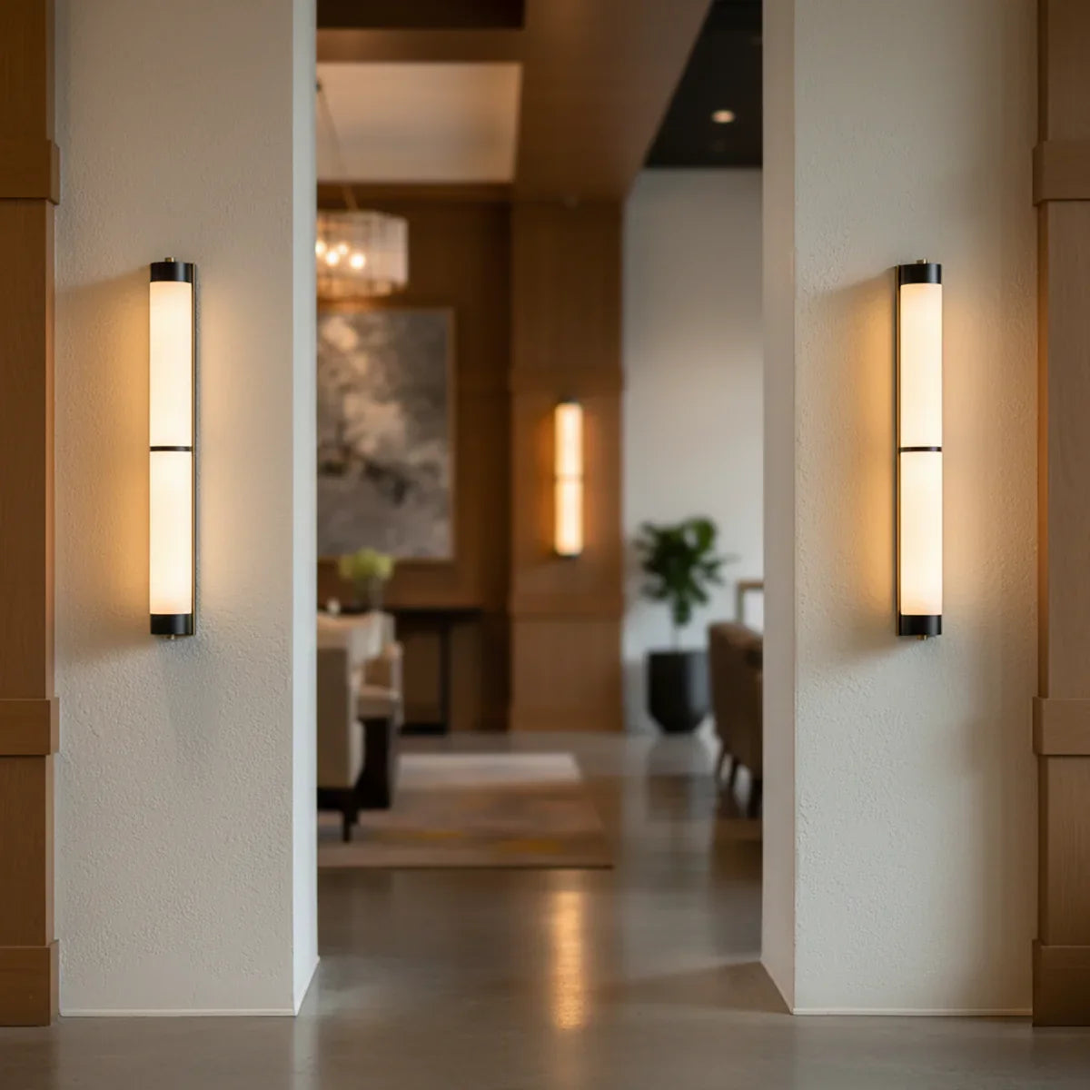 Cylindra Alabaster Brass Wall Light