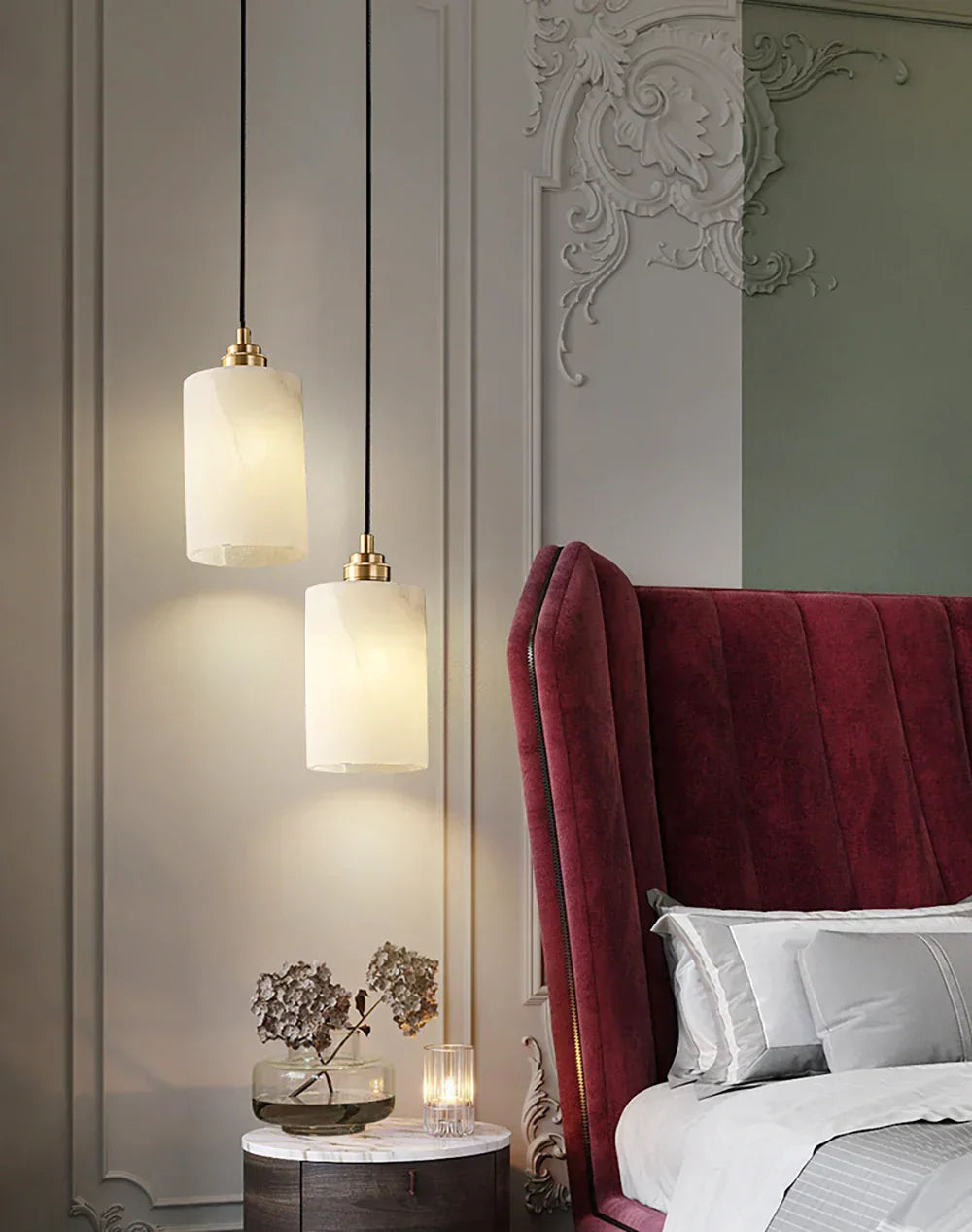 Cylindrical Alabaster Pendant Light