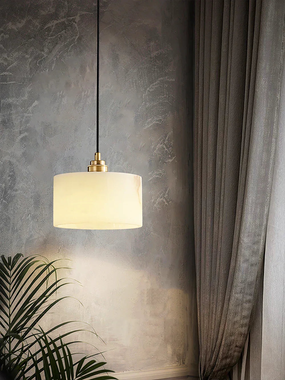 Cylindrical Alabaster Pendant Light