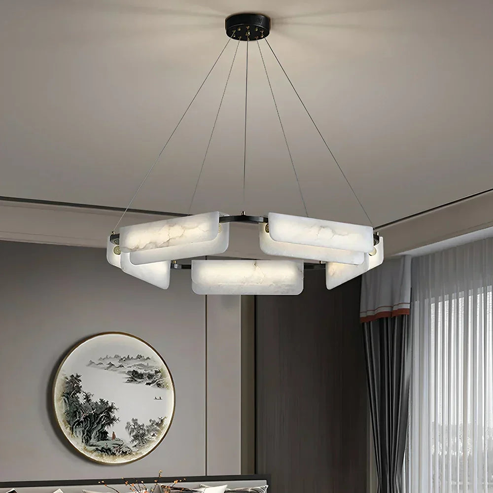 Delia Rectangular Alabaster Chandelier
