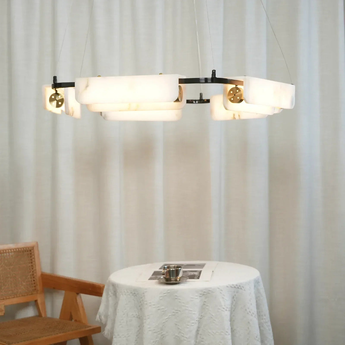 Delia Rectangular Alabaster Chandelier