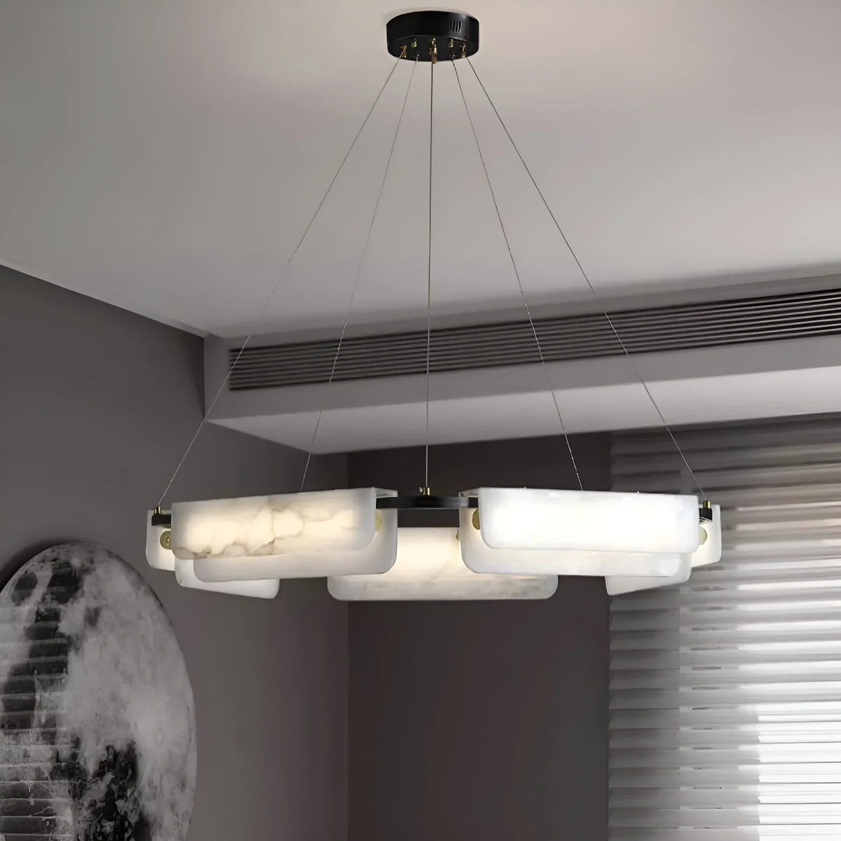 Delia Rectangular Alabaster Chandelier