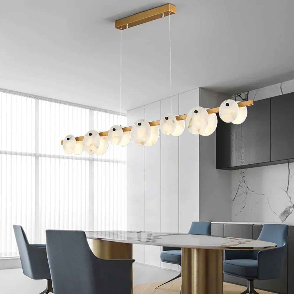 Diamond Shaped Alabaster Ring Chandelier