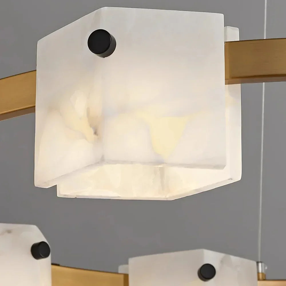 Diamond Shaped Alabaster Ring Chandelier