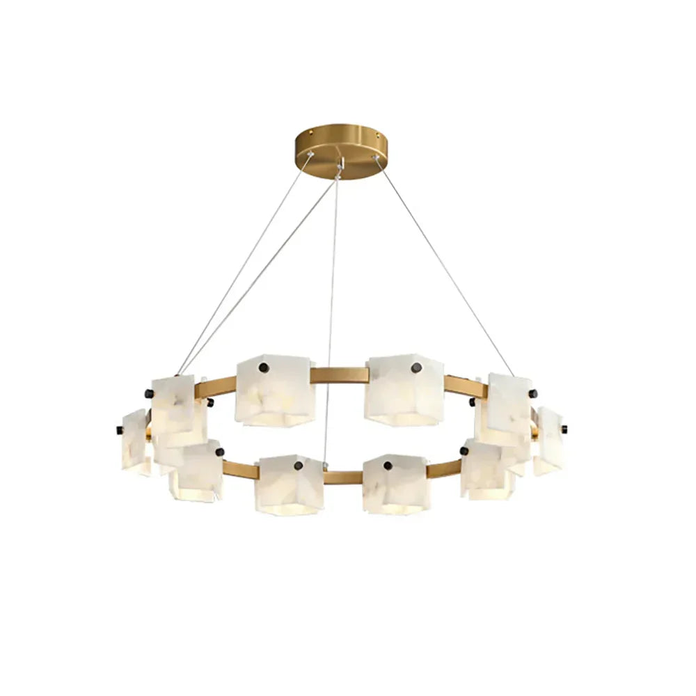 Diamond Shaped Alabaster Ring Chandelier