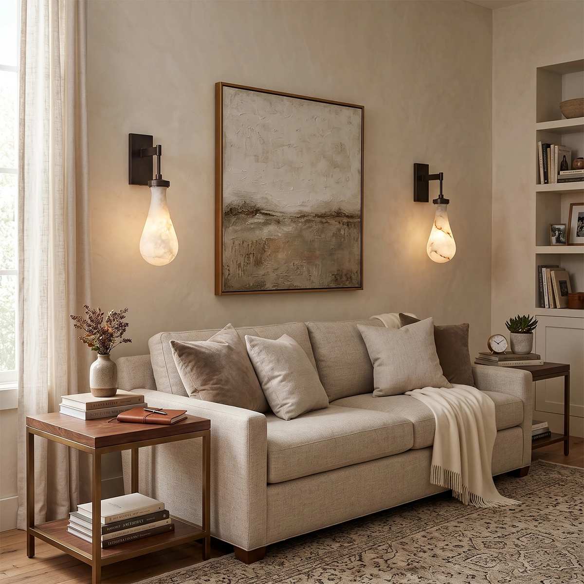 Elowen Alabaster Teardrop Wall Sconce