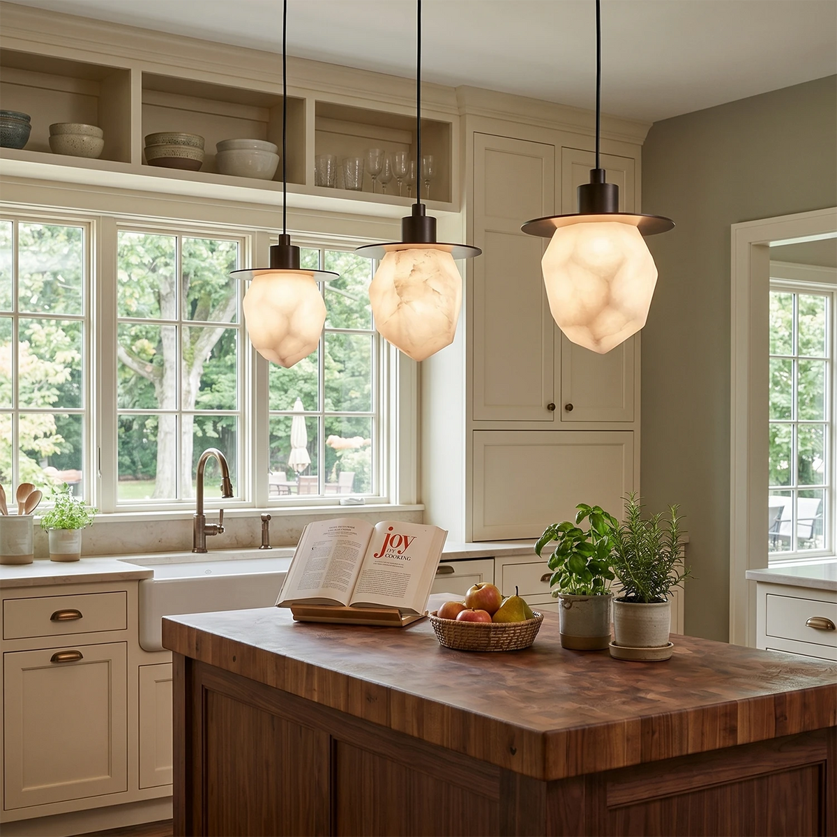 Faceted Alabaster Pendant Light