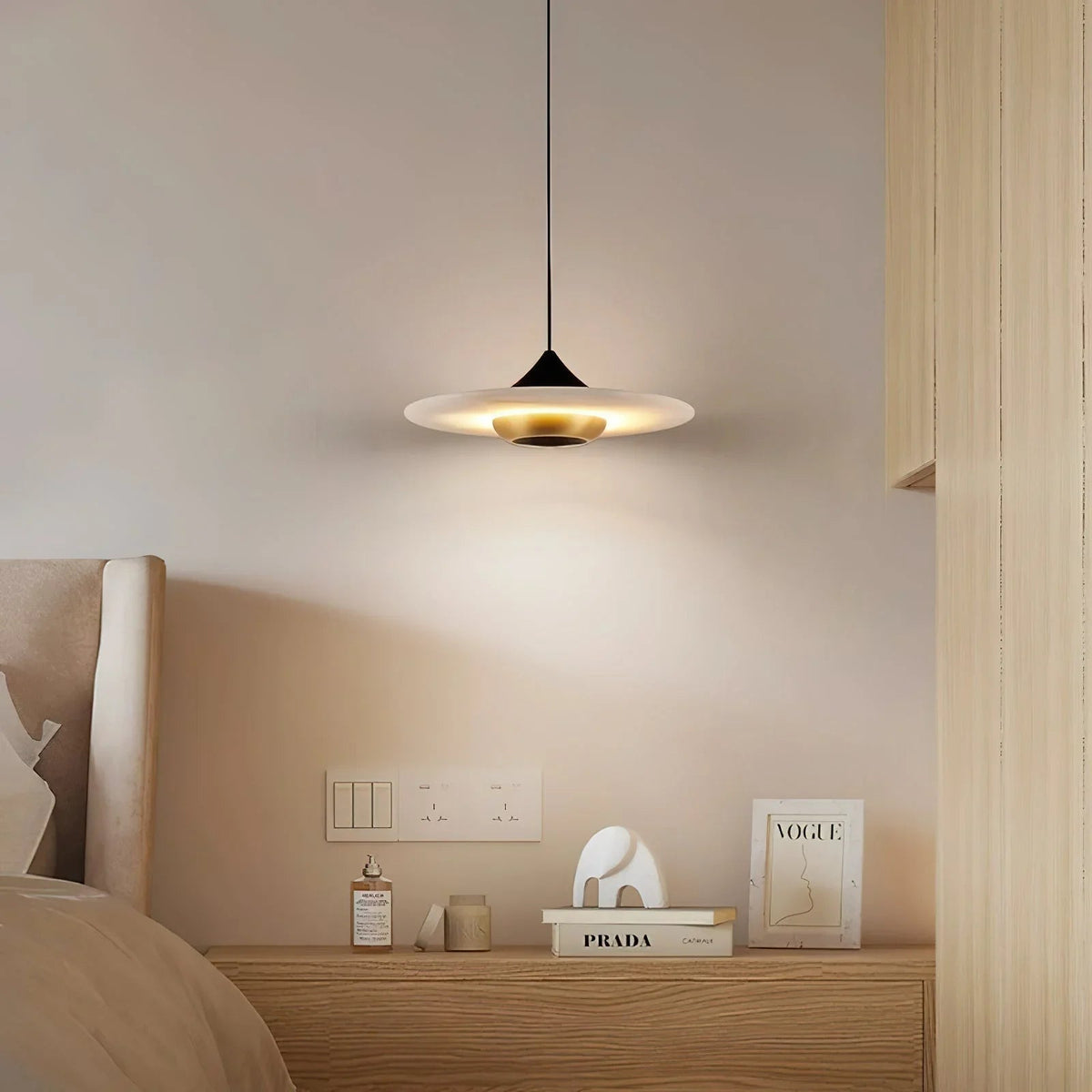 Flying Saucer Alabaster Pendant Lamp