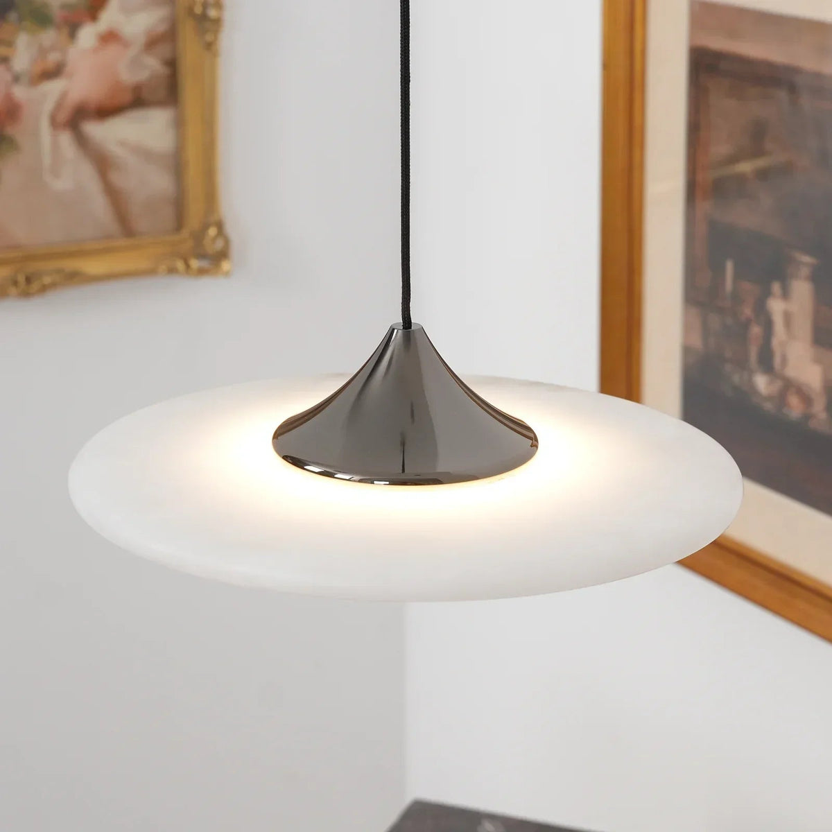 Flying Saucer Alabaster Pendant Lamp