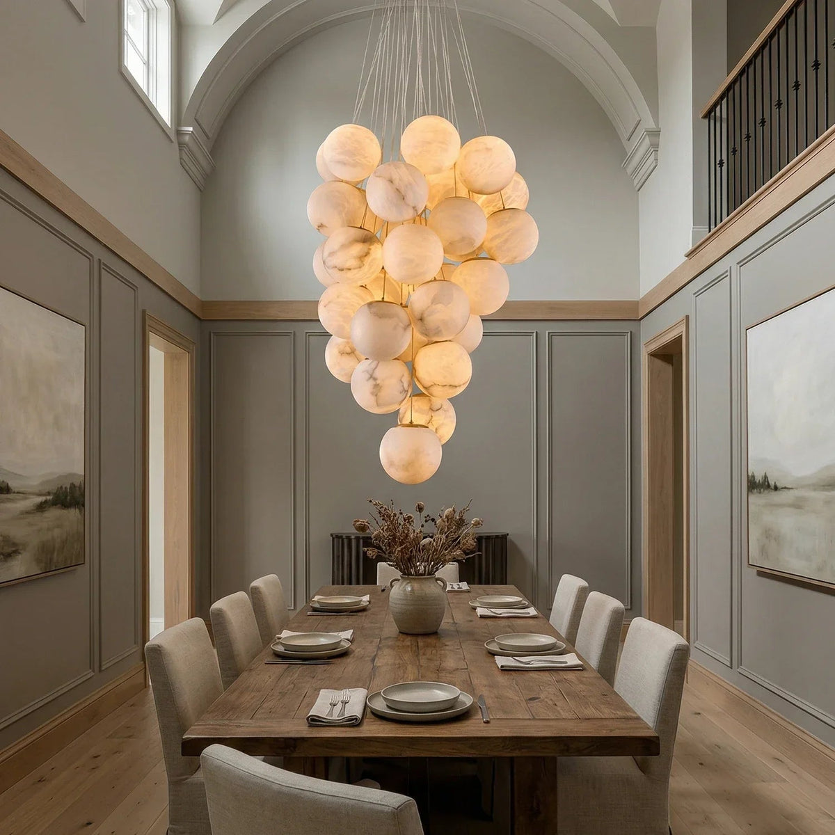 Grape-Shaped Alabaster Cluster Chandelier