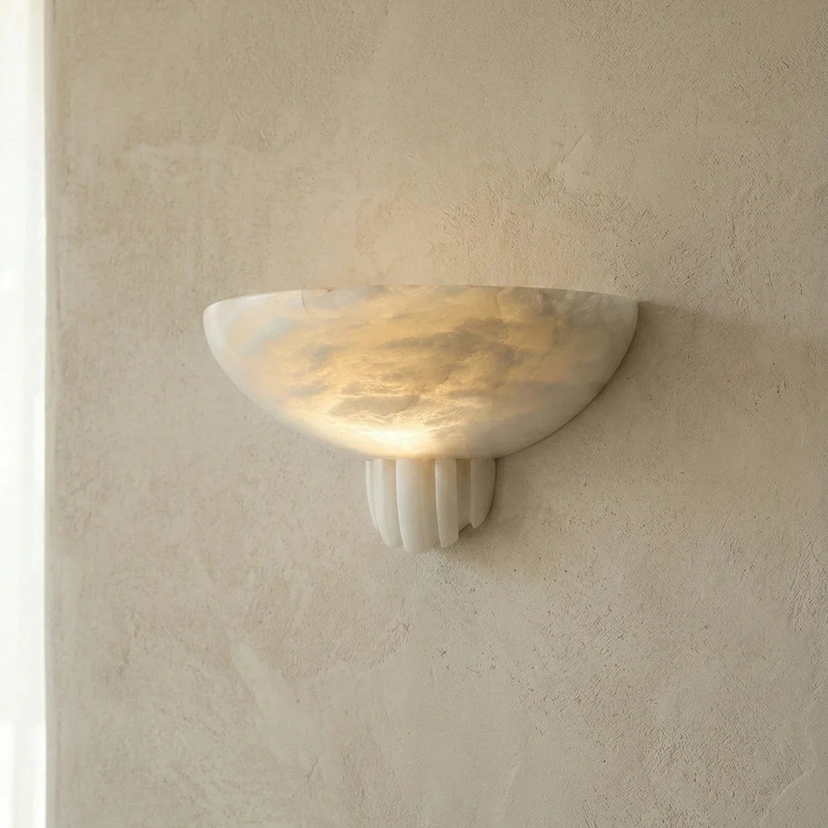 Half-Moon Rare Alabaster Art Wall Lamp