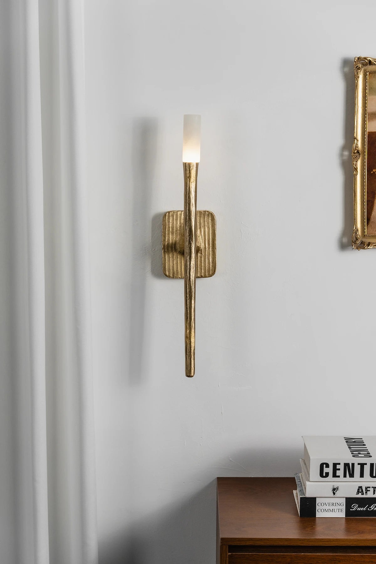 Hammered Torch Alabaster Wall Light