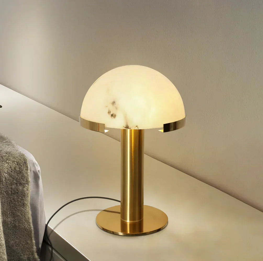 Hemispherical Alabaster Table Lamp