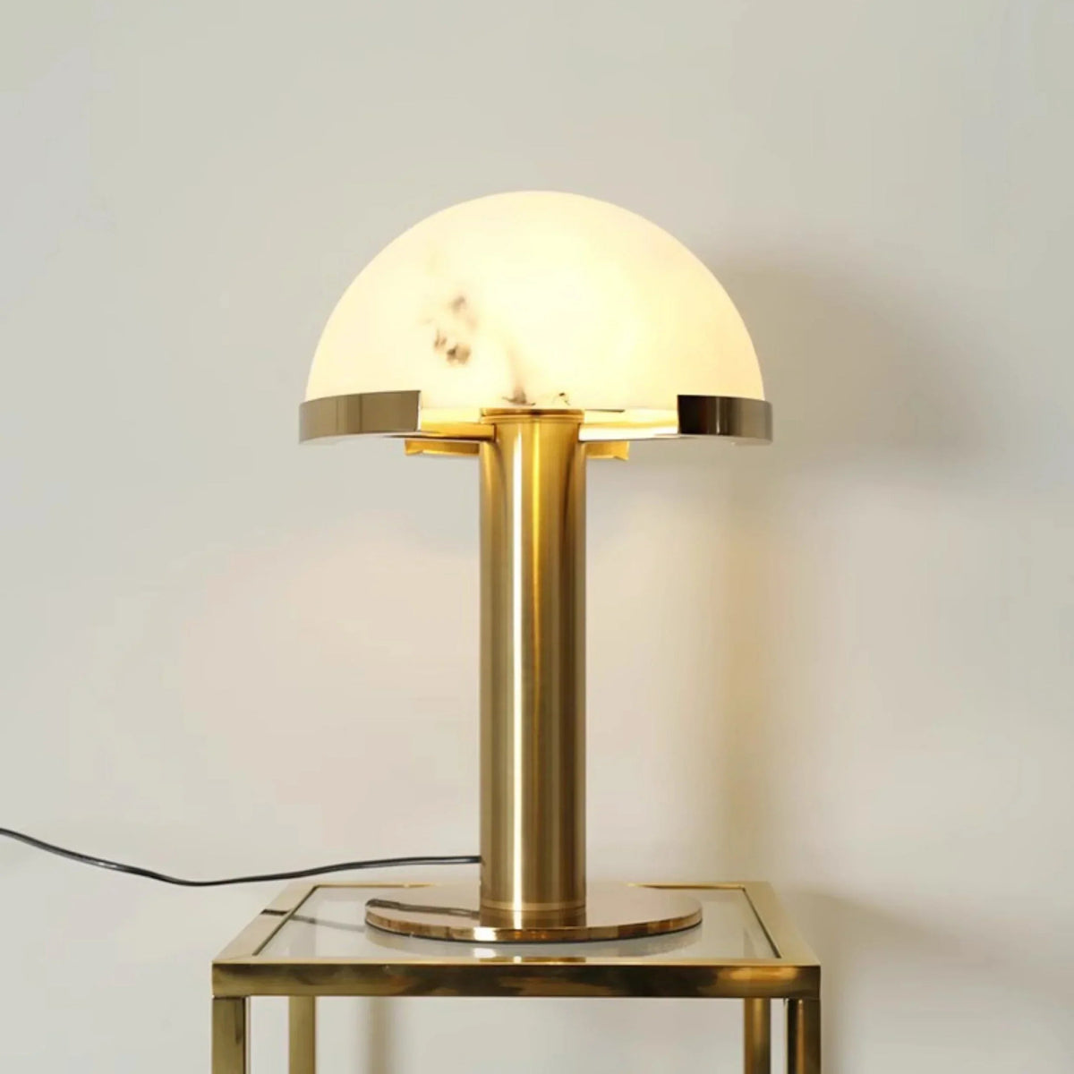 Hemispherical Alabaster Table Lamp
