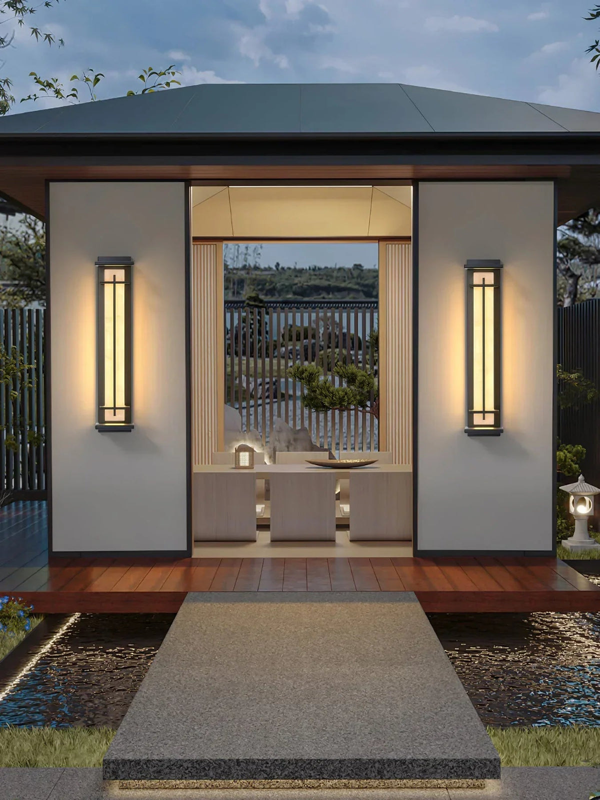Imitation Alabaster Square Outdoor Wall Light