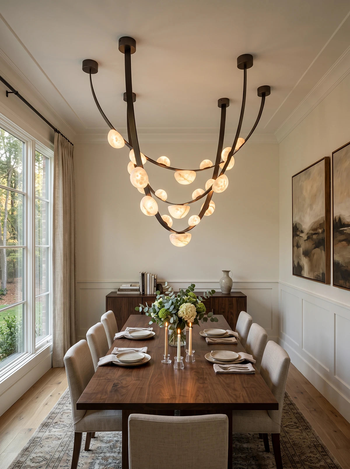 Isolde Draped Arc Alabaster Chandelier