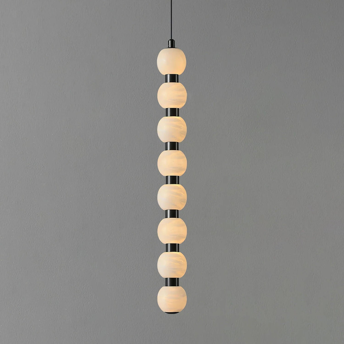 Linear Orbique Alabaster Bead Pendant Light