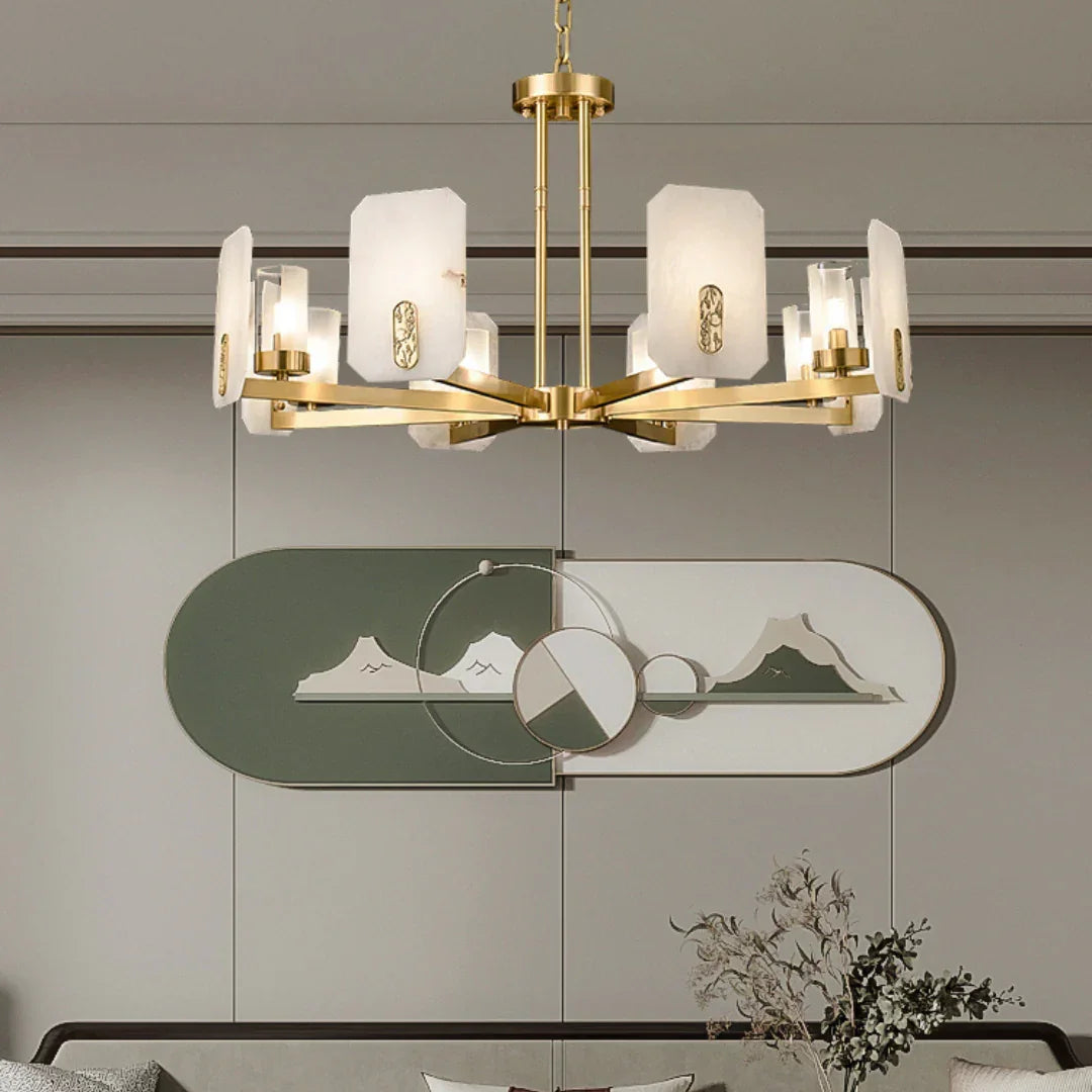 Alabaster Chandelier Copper Luxury