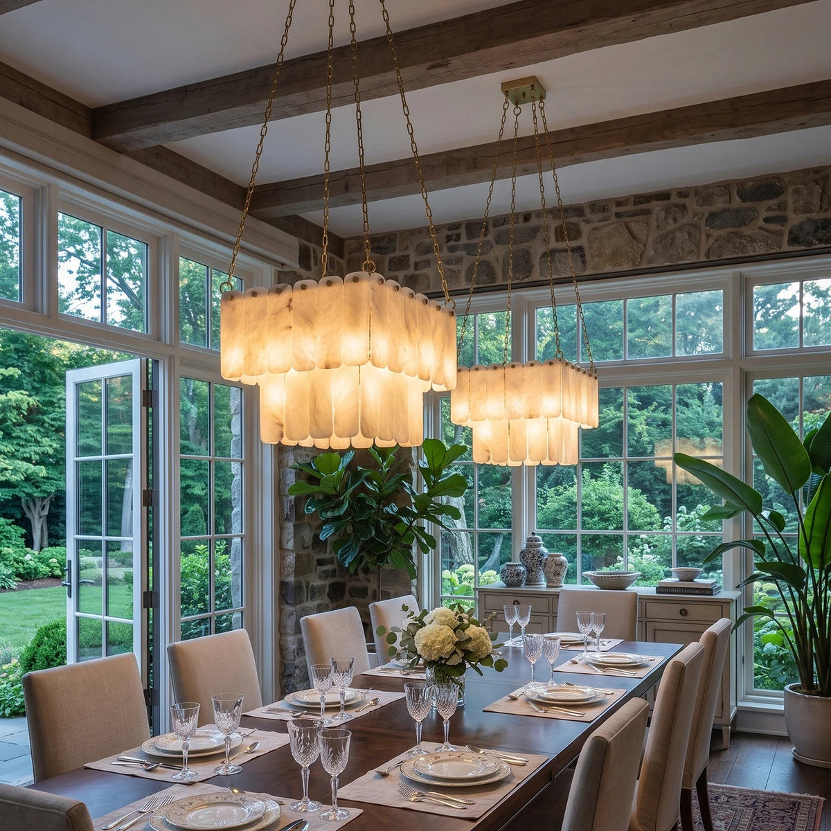 Maren Tiered Alabaster Tile Chandelier