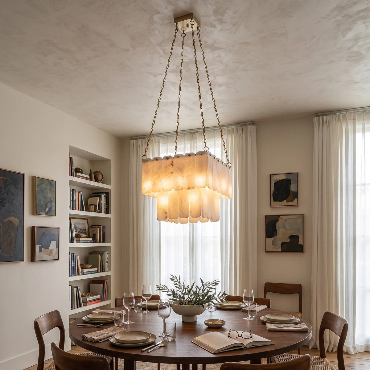 Maren Tiered Alabaster Tile Chandelier