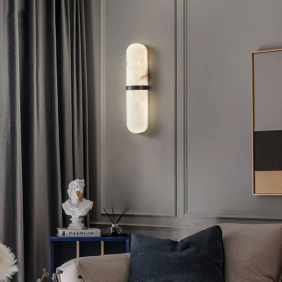 Oval Alabaster Semi-Circular Wall Lamp