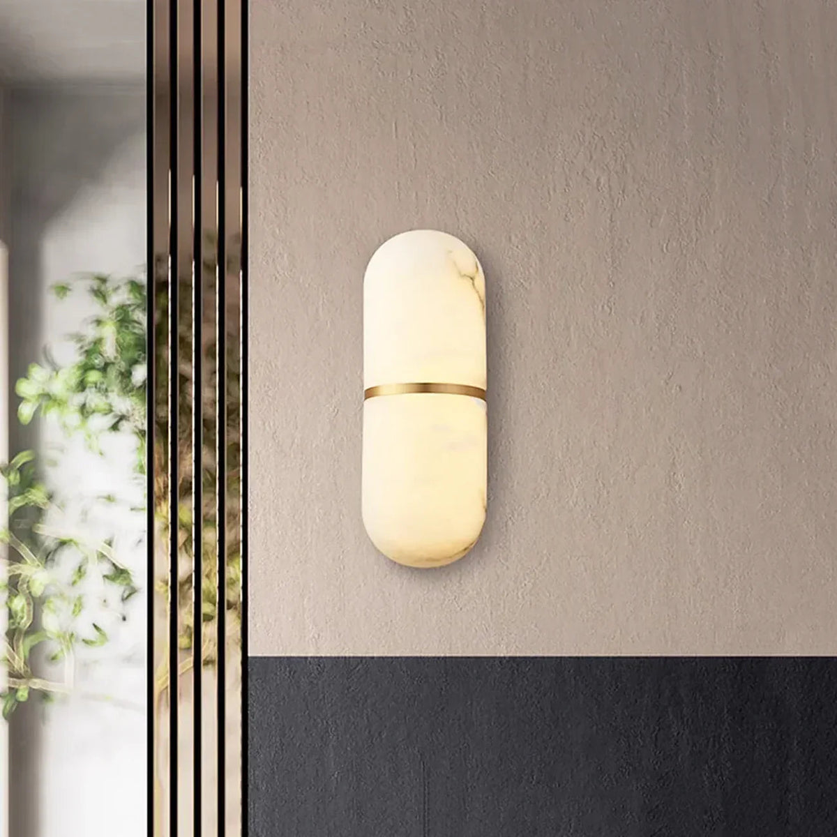 Oval Alabaster Semi-Circular Wall Lamp