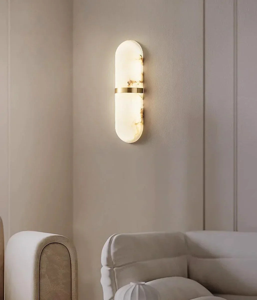 Oval Alabaster Semi-Circular Wall Lamp