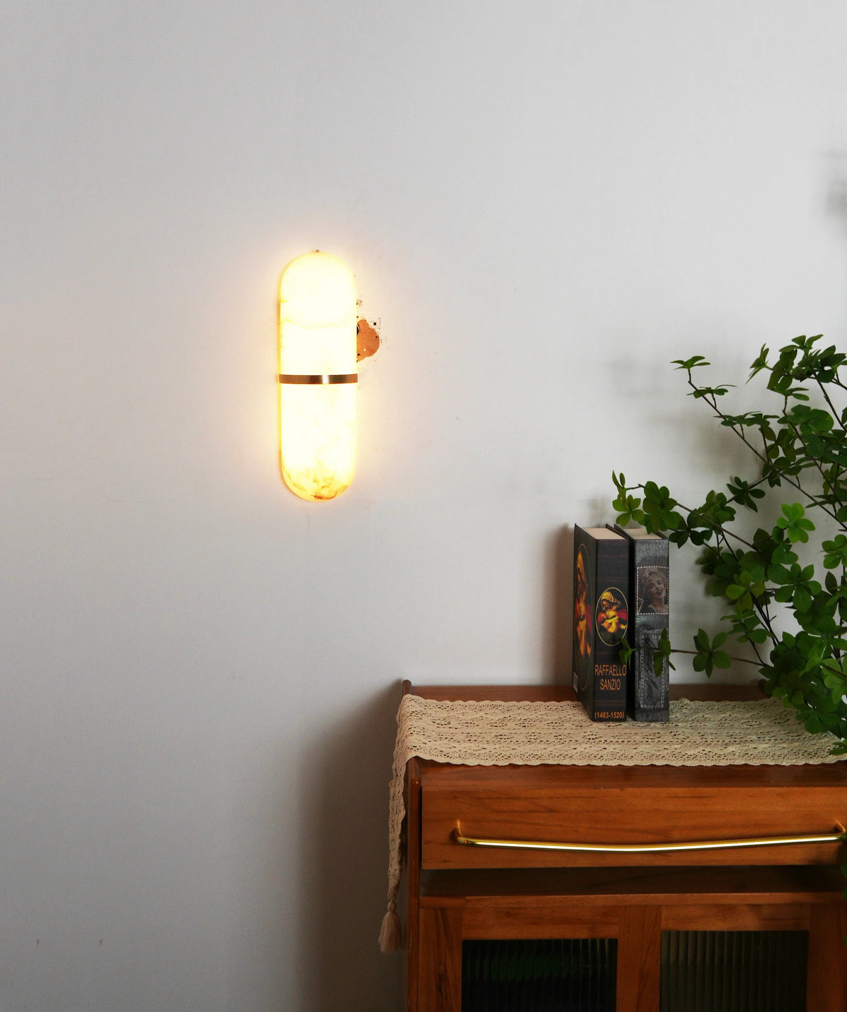 Oval Alabaster Semi-Circular Wall Lamp