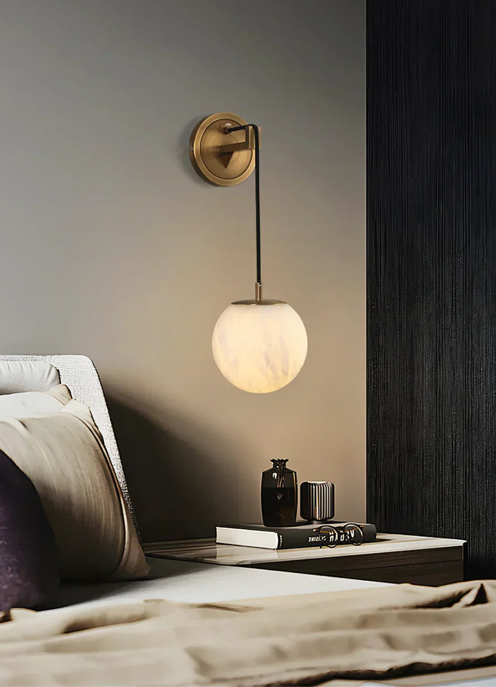 Minimalist Spherical Alabaster Wall Lamp