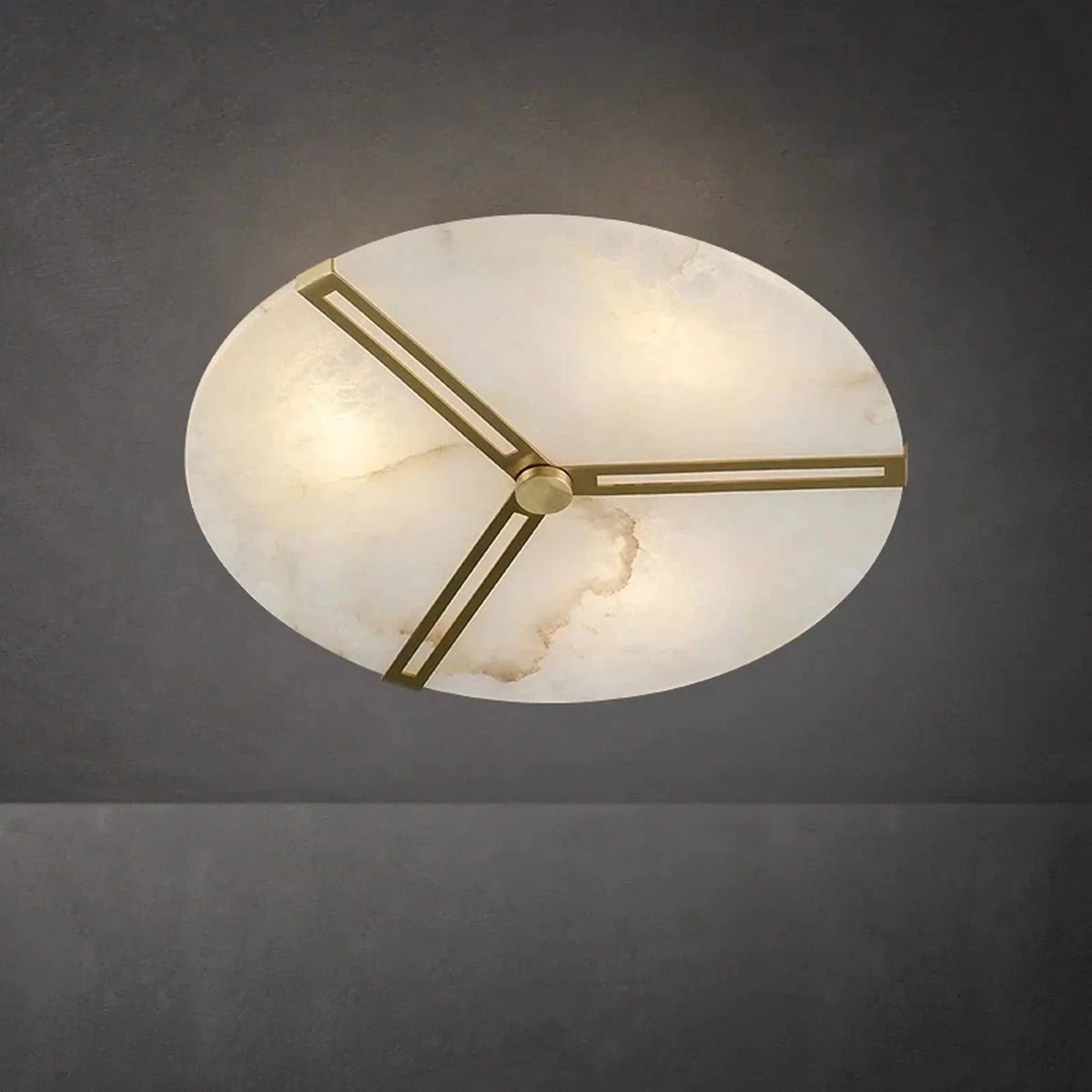 Modern Alabaster Round Copper Ceiling Lamp