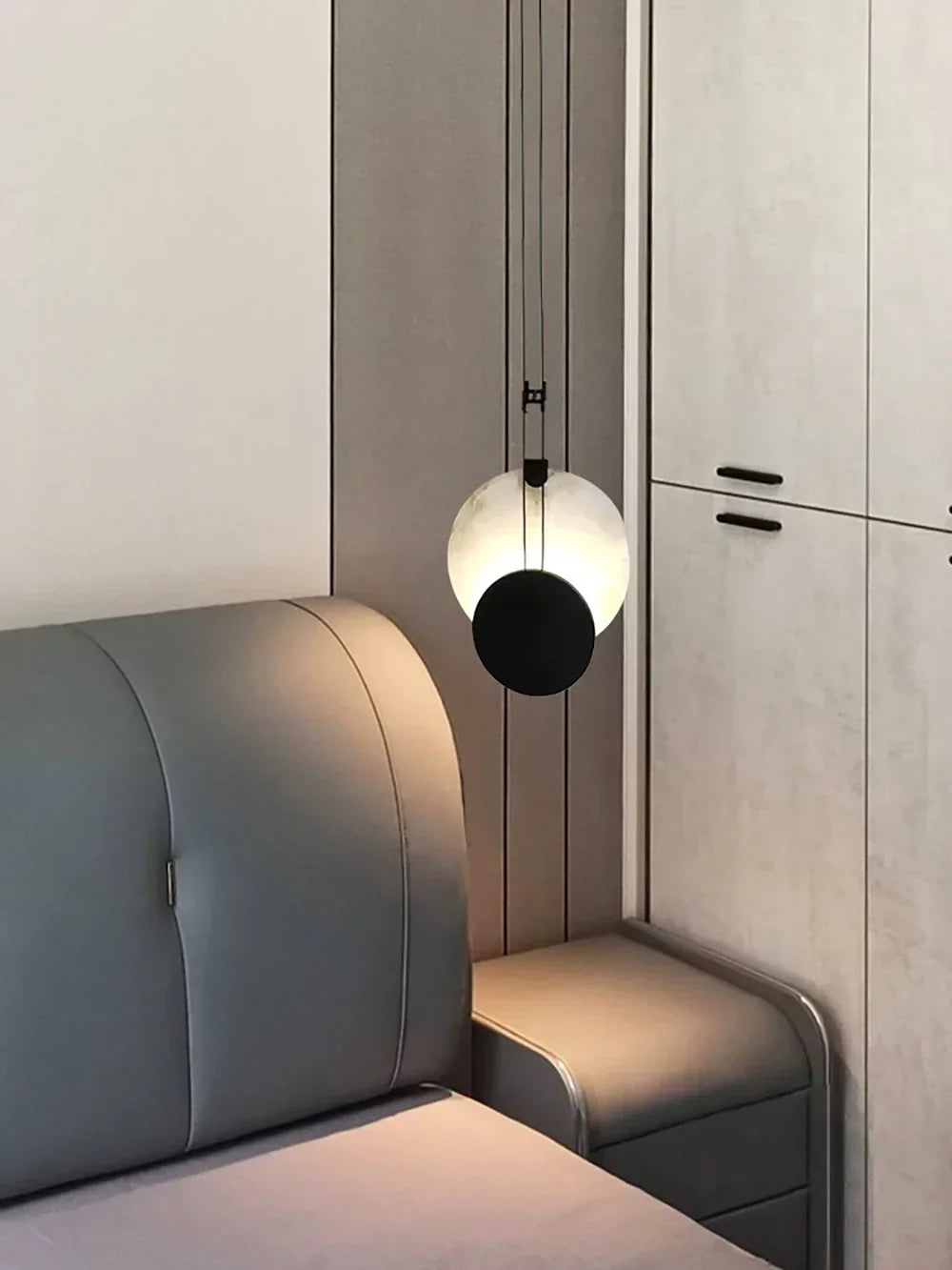 Modern Round Black Alabaster Pendant Lamp